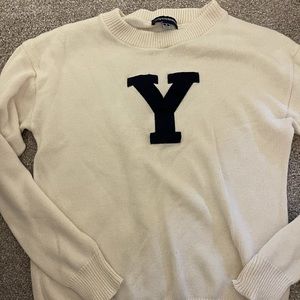 Yale Letterman Ivory Knit Sweater